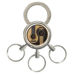 Old And Worn Acoustic Guitars Yin Yang 3-ring Key Chains by JeffBartels