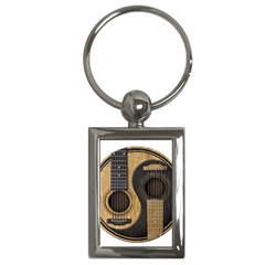 Old And Worn Acoustic Guitars Yin Yang Key Chains (rectangle)  by JeffBartels