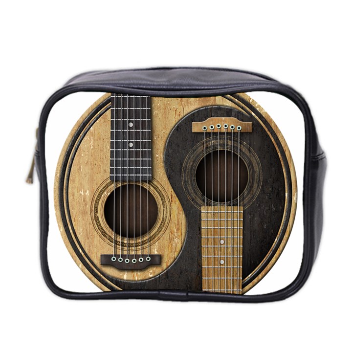 Old And Worn Acoustic Guitars Yin Yang Mini Toiletries Bag 2-Side