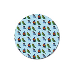 Blue Birds Parrot Pattern Magnet 3  (round) by paulaoliveiradesign