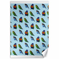 Blue Birds Parrot Pattern Canvas 24  X 36  by paulaoliveiradesign