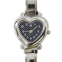 Navy/gold Polka Dots Heart Italian Charm Watch by Colorfulart23