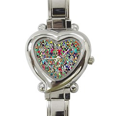 Psychedelic Background Heart Italian Charm Watch by Colorfulart23