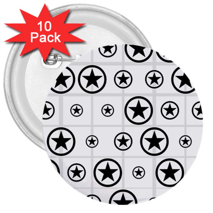 Army Stars 3  Buttons (10 pack) 