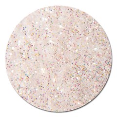 White Sparkle Glitter Pattern Magnet 5  (round) by paulaoliveiradesign