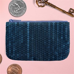 Blue Sparkly Sequin Texture Large Coin Purse by paulaoliveiradesign