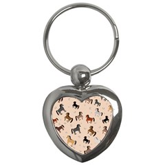 Horses For Courses Pattern Key Chains (heart)  by BangZart