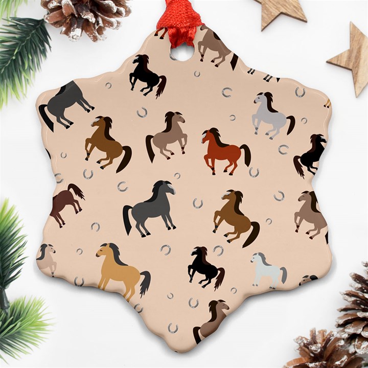 Horses For Courses Pattern Snowflake Ornament (Two Sides)