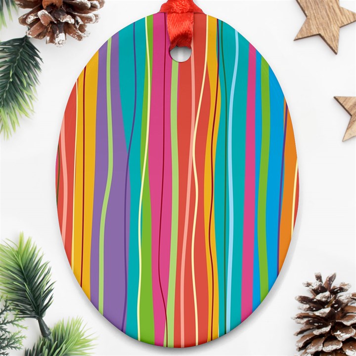 Colorful striped background Ornament (Oval)