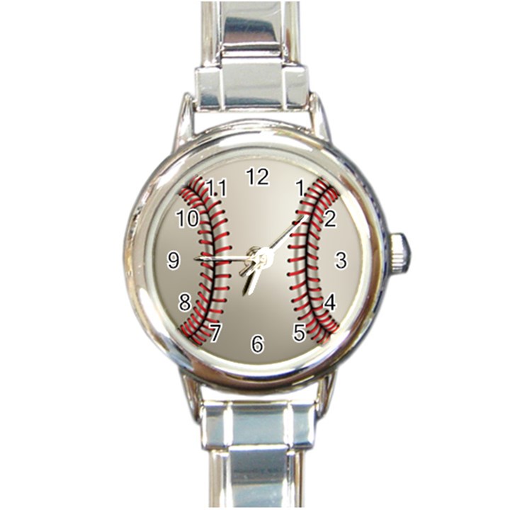 Baseball Round Italian Charm Watch