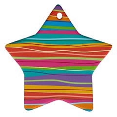 Colorful Horizontal Lines Background Ornament (star) by TastefulDesigns