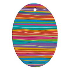 Colorful Horizontal Lines Background Oval Ornament (two Sides) by TastefulDesigns