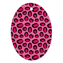 Cute Pink Animal Pattern Background Ornament (oval) by TastefulDesigns