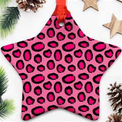 Cute Pink Animal Pattern Background Ornament (star) by TastefulDesigns