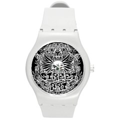 Tattoo Tribal Street Art Round Plastic Sport Watch (m) by Valentinaart