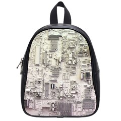 White Technology Circuit Board Electronic Computer School Bags (small)  by BangZart