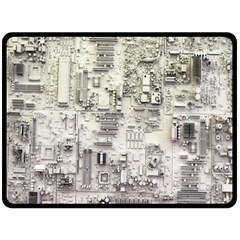 White Technology Circuit Board Electronic Computer Double Sided Fleece Blanket (large)  by BangZart