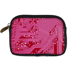 Pink Circuit Pattern Digital Camera Cases by BangZart