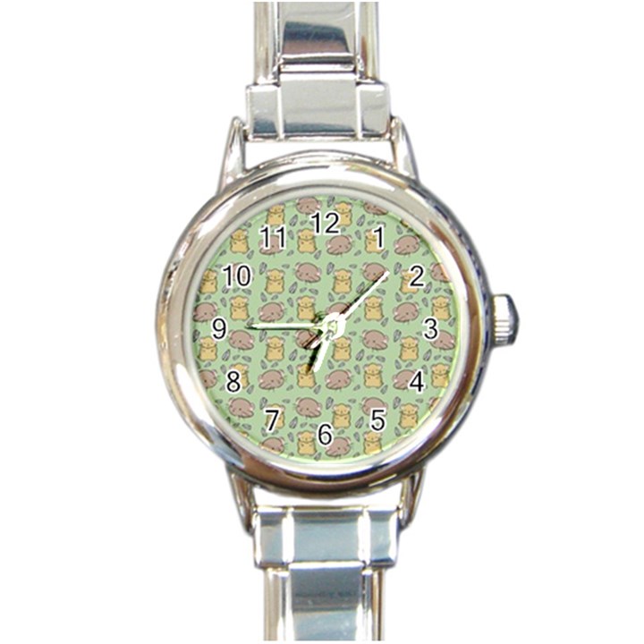 Cute Hamster Pattern Round Italian Charm Watch