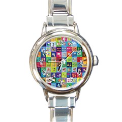 Exquisite Icons Collection Vector Round Italian Charm Watch by BangZart