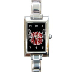 Train Hard Rectangle Italian Charm Watch by Valentinaart