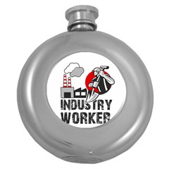 Industry Worker  Round Hip Flask (5 Oz) by Valentinaart