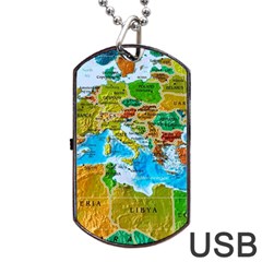 World Map Dog Tag Usb Flash (one Side) by BangZart