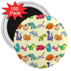 Group Of Funny Dinosaurs Graphic 3  Magnets (100 Pack) by BangZart