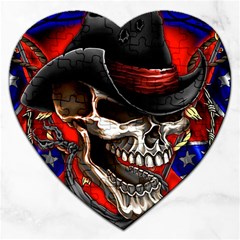 Confederate Flag Usa America United States Csa Civil War Rebel Dixie Military Poster Skull Jigsaw Puzzle (heart) by BangZart