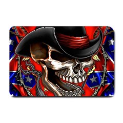 Confederate Flag Usa America United States Csa Civil War Rebel Dixie Military Poster Skull Small Doormat  by BangZart