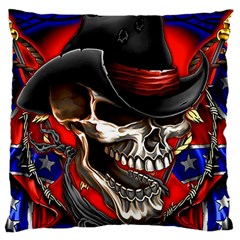 Confederate Flag Usa America United States Csa Civil War Rebel Dixie Military Poster Skull Standard Flano Cushion Case (one Side) by BangZart