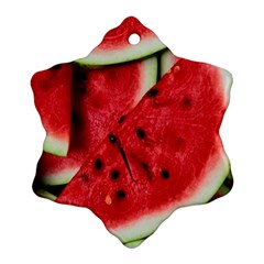 Fresh Watermelon Slices Texture Ornament (snowflake) by BangZart