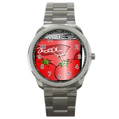 Beverage Can Drink Juice Tomato Sport Metal Watch by Nexatart