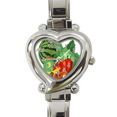 Fruits Vegetables Artichoke Banana Heart Italian Charm Watch by Nexatart