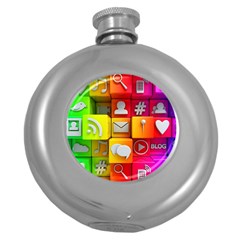 Colorful 3d Social Media Round Hip Flask (5 Oz) by BangZart