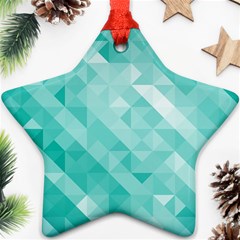 Bright Blue Turquoise Polygonal Background Ornament (star) by TastefulDesigns