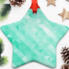 Bright Green Turquoise Geometric Background Star Ornament (two Sides) by TastefulDesigns