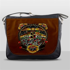 Tattoo Art Print Traditional Artwork Lighthouse Wave Messenger Bags by BangZart