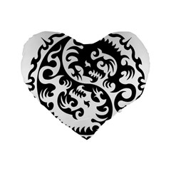 Ying Yang Tattoo Standard 16  Premium Flano Heart Shape Cushions by BangZart