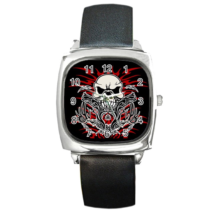 Skull tribal Square Metal Watch