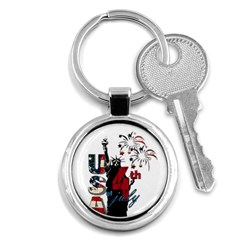 4th Of July Independence Day Key Chains (round)  by Valentinaart