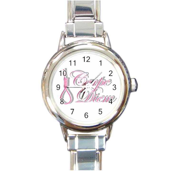 Carpe Diem  Round Italian Charm Watch