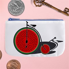 Watermelon Bicycle  Large Coin Purse by Valentinaart