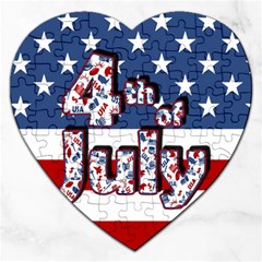 4th Of July Independence Day Jigsaw Puzzle (heart) by Valentinaart