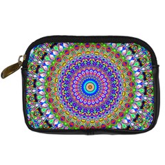 Colorful Purple Green Mandala Pattern Digital Camera Cases by paulaoliveiradesign