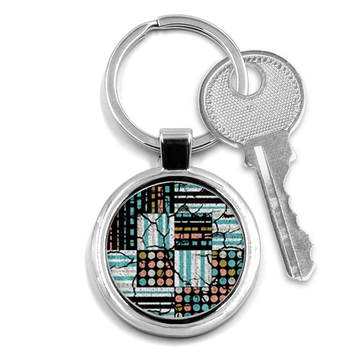 Distressed Pattern Key Chains (Round) 