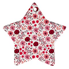 Red Floral Seamless Pattern Ornament (star) by TastefulDesigns