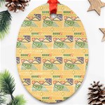 Hand drawn ethinc pattern background Oval Ornament (Two Sides) Front