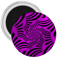 Black Spral Stripes Pink 3  Magnets by designworld65