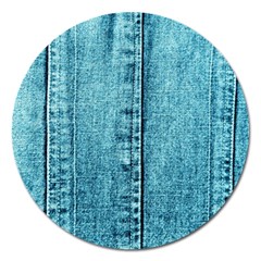 Denim Jeans Fabric Texture Magnet 5  (round) by paulaoliveiradesign